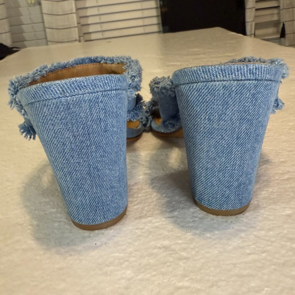 Lucky Brand Mkennah Denim Heel 7.5 Blue Block Heel - Picture 5 of 8